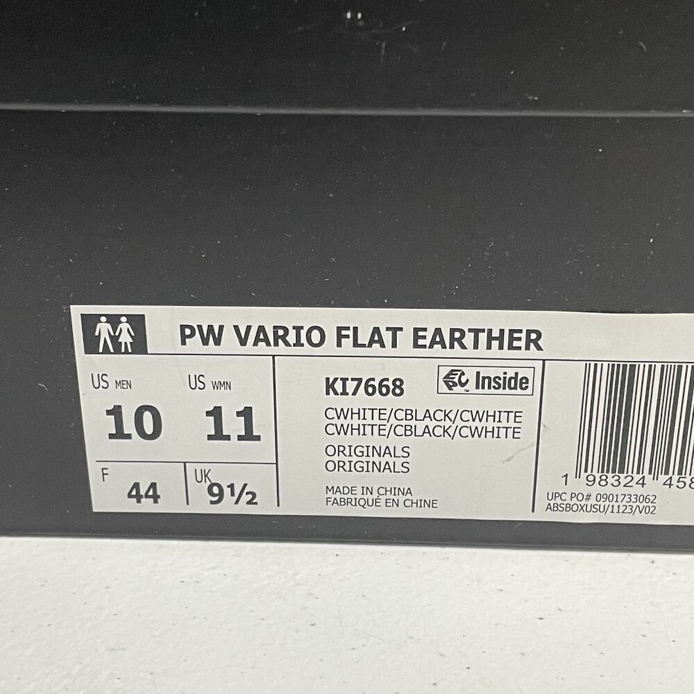 Adidas Pharrell Vario Flat Earther Core White KI7668 Size 10 Men Low Profile - Picture 9 of 9